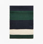 Joules POPLEY STRIPE Womens Winter Green/Blue front view striped scarf in green, navy, and cream colors.