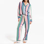 Joules ALMA Womens Pyjama Set Multi front view showcasing vibrant striped design and relaxed fit.