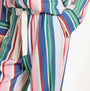 Joules ALMA Womens Pyjama Set Multi detail view showcasing vibrant stripes and relaxed fit with waistband.