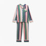Joules ALMA Womens Pyjama Set Multi front view featuring colorful stripes and relaxed fit design.