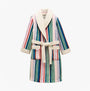 Joules MATILDA Womens Robe Multi front view featuring colorful stripes and soft collar, ideal for relaxed comfort.