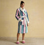 Joules MATILDA Womens Robe Multi, front view in colorful striped design with long sleeves and belt.