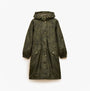 Joules HOLKHAM Waterproof Packable Raincoat With Hood Green front view with hood and pockets