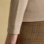 Joules FAIRFIELD JONTY Womens Polo Shirt Neutral detailed close-up view of sleeve with brand logo