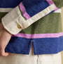 Joules LARA SLUB Womens Rugby Shirt Green detail view showcasing functional button cuffs and side split.