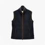 Joules HERITAGE FLEECE Mens Gilet Navy front view showing zip closure and sleeveless design.