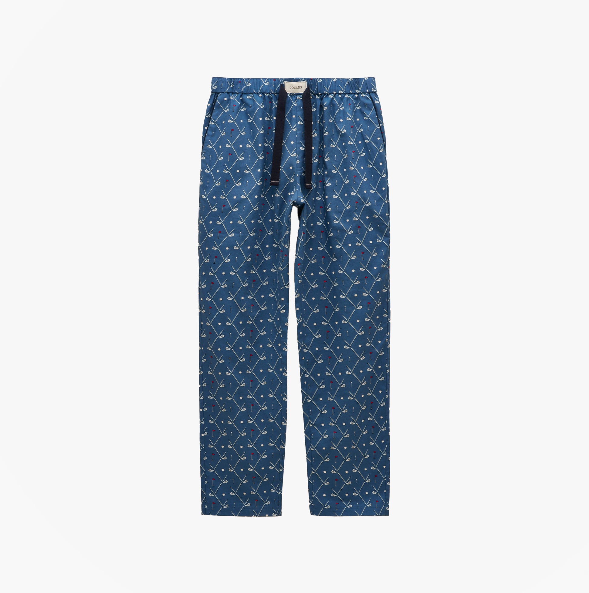 Joules DOZER Mens Pyjama Bottoms Blue front view featuring relaxed fit and cotton material.