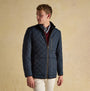 Joules MAYNARD Mens Jacket Navy front view showcasing quilted design and zip closure, perfect for casual wear.