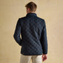 Joules MAYNARD Mens Jacket Navy back view, featuring a quilted design and high collar, perfect for stylish warmth.