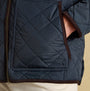 Joules MAYNARD Mens Jacket Navy detail view showcasing the quilted fabric and zip closure.