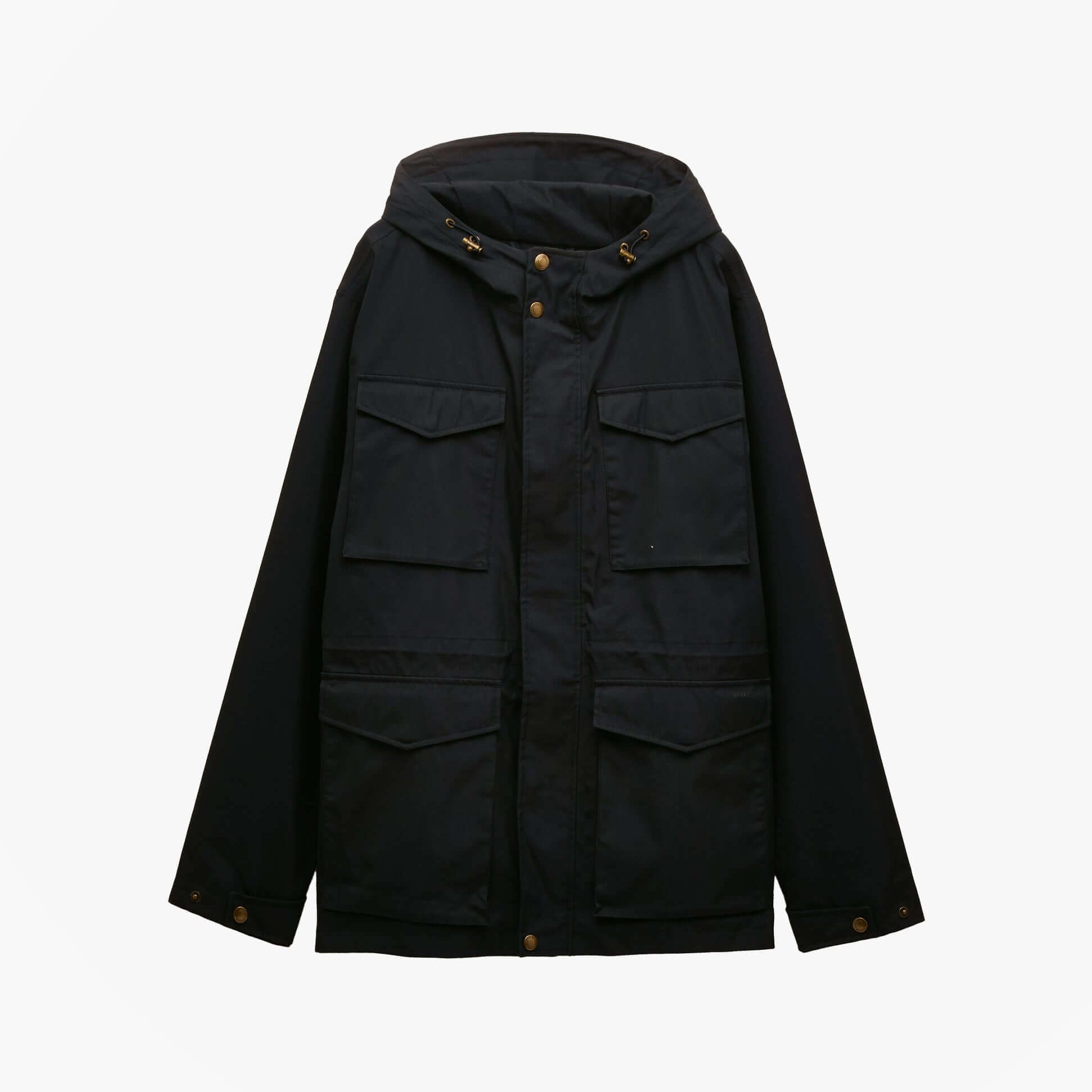 Joules PORTMAN Green Waterproof Raincoat Navy front view showing pockets and hood design.