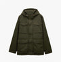 Joules PORTMAN Mens Green Waterproof Raincoat Green front view with hood and pockets.