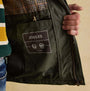 Joules PORTMAN Mens Green Waterproof Raincoat Green detail view of interior pocket and lining