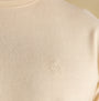 Joules RUGBY CLUB TEE Mens T-Shirt Cream detail view showing logo embroidery.