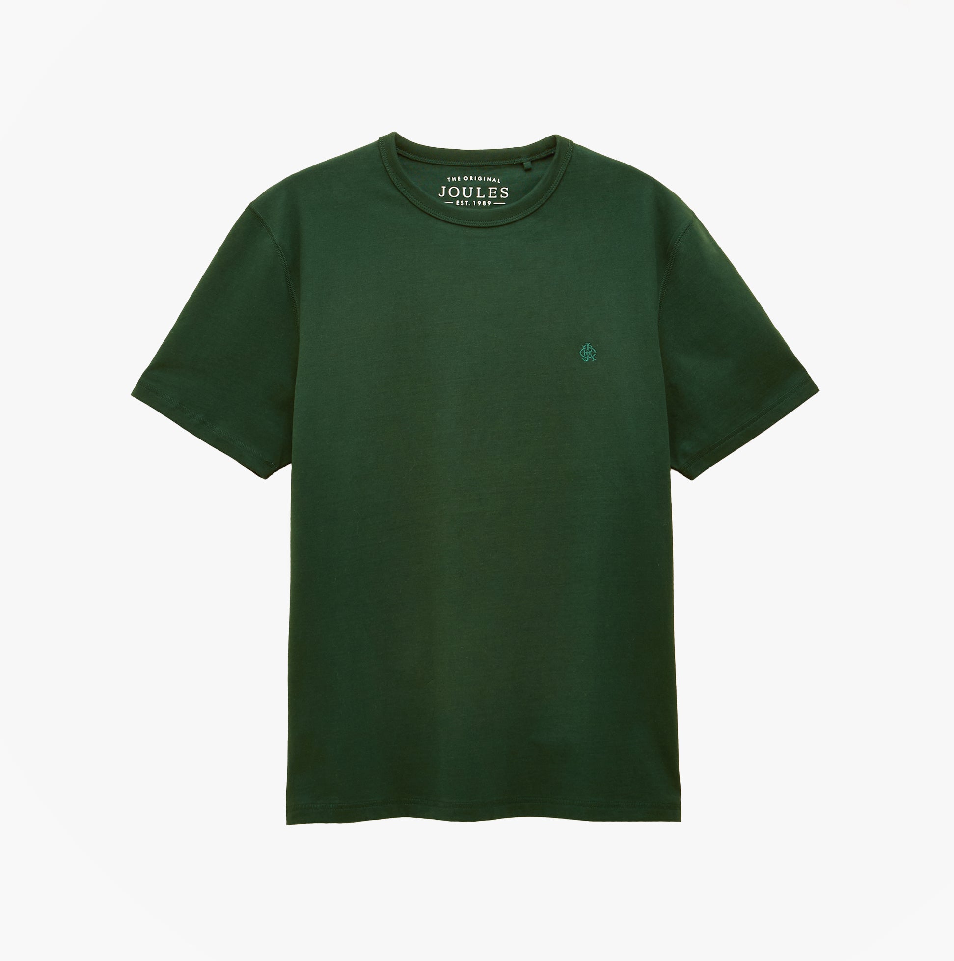 Joules RUGBY CLUB TEE Mens T-Shirt Green front view, 100% Cotton, short sleeves, breathable design.