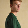 Joules RUGBY CLUB TEE Mens T-Shirt Green side view showcasing breathable 100% cotton fabric and regular fit.