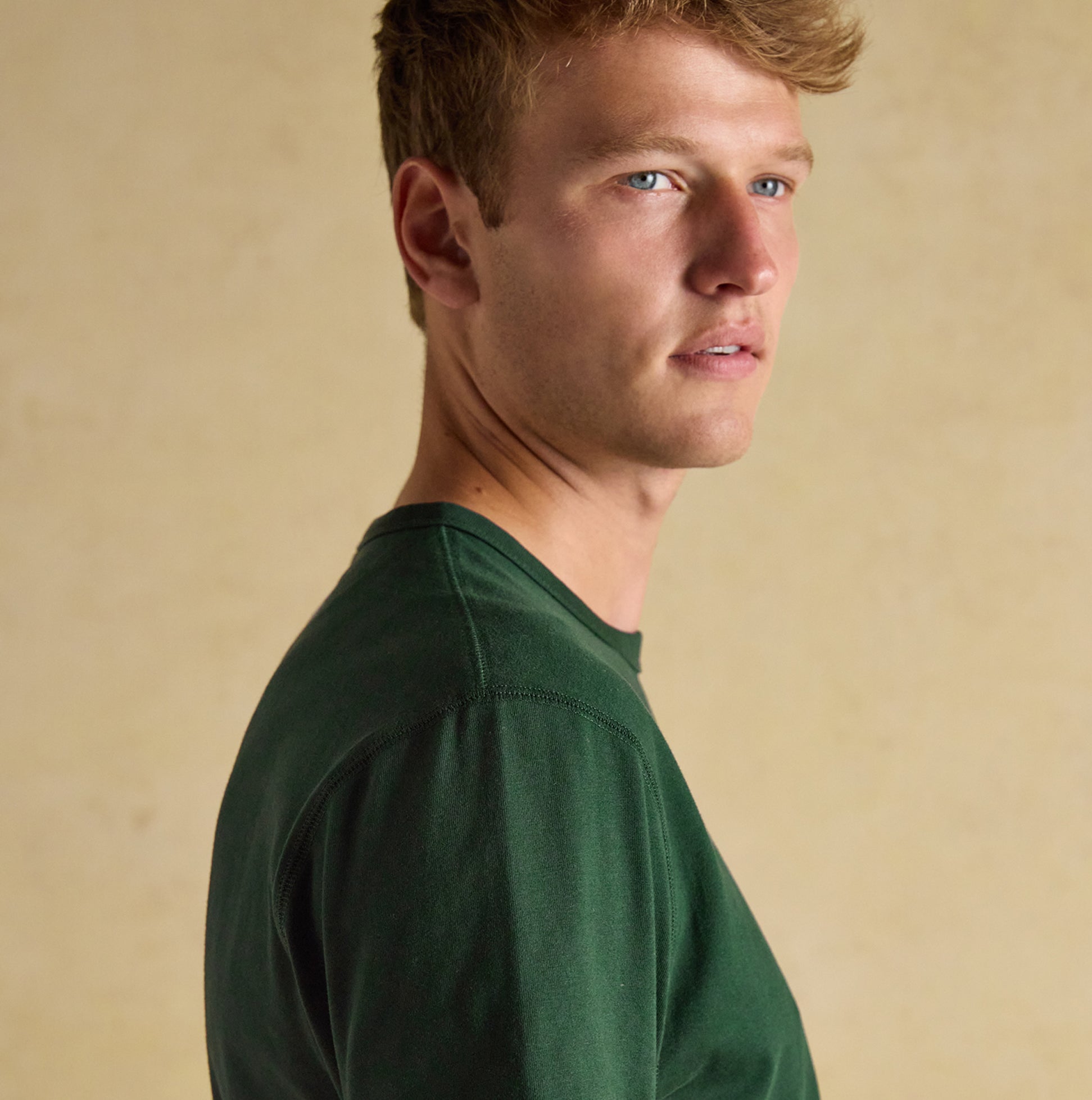 Joules RUGBY CLUB TEE Mens T-Shirt Green side view showcasing breathable 100% cotton fabric and regular fit.