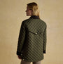 Joules BEATRIX Womens Showerproof Quilted Coat Khaki Green back view showcasing quilted design and button details.