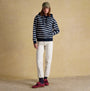 Joules MILBOURNE Womens Hoodie Navy/White Stripe front view model wearing it with casual outfit