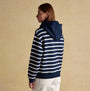 Joules MILBOURNE Womens Hoodie Navy/White Stripe back view showcasing striped design and relaxed fit.