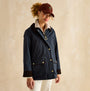 Joules KATHERINE Womens Waterproof Heritage Coat Navy, front view, showcasing button and zip closure, stylish and functional.