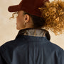 Joules KATHERINE Womens Waterproof Heritage Coat Navy back detail view featuring collar and logo