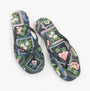 Joules SUNVALE Womens Flip Flops Navy Mosaic Floral top view showcasing vibrant floral design and rubber straps.