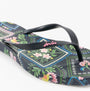 Joules SUNVALE Womens Flip Flops Navy Mosaic Floral side view featuring floral design and black straps