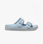 Joules SUNSEEKER Womens Sliders Blue side view showcasing a lightweight EVA slip-on design with adjustable straps.