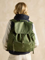 Joules CAMBECK Womens Nylon Rucksack Khaki Green back view showcasing adjustable straps and pockets.