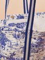 Joules PROMENADE Womens Tote Bag Blue Toile detail view showcasing fabric and striped shoulder straps.