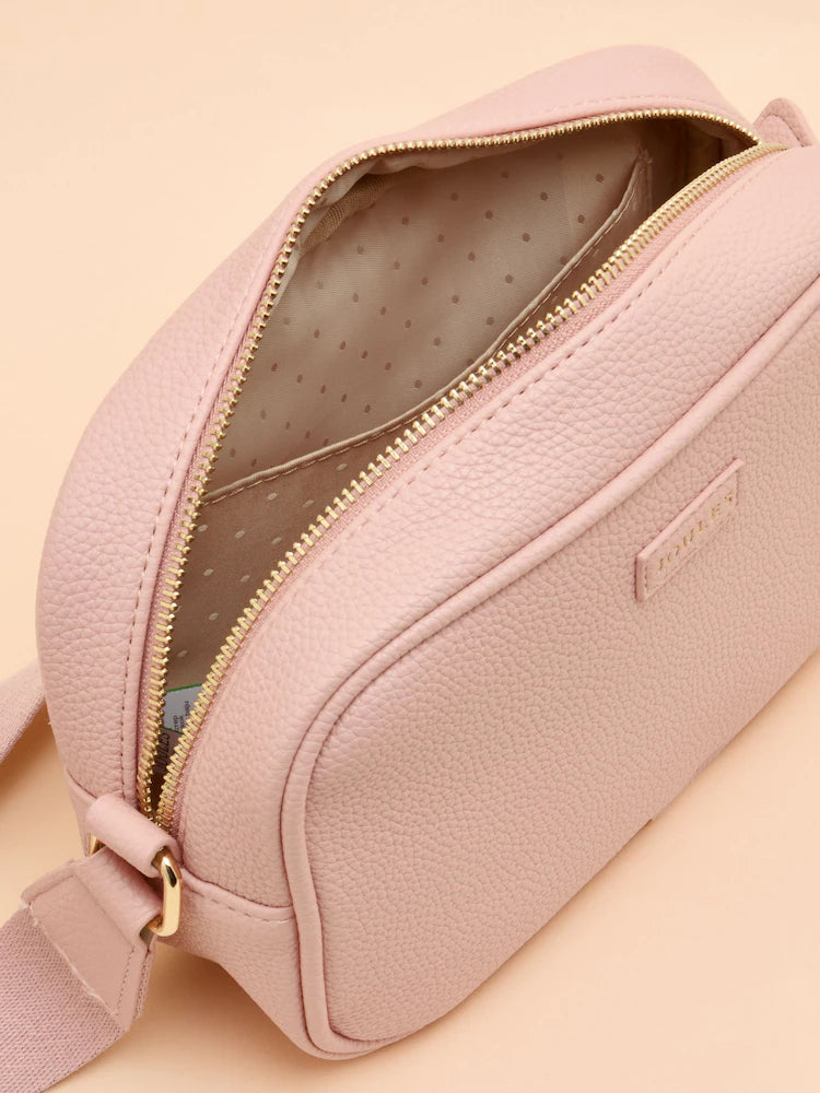 Joules TRENT Womens Cross Body Bag Pale Pink detail view showing zip closure and interior lining.