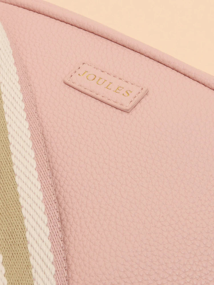 Joules TRENT Womens Cross Body Bag Pale Pink detail view showing logo tag and textured material