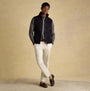 Joules HERITAGE FLEECE Mens Gilet Black front view worn over a shirt and trousers