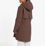 Joules PORTWELL Waterproof Hoodie Raincoat With Adjustable Waist Brown back view with adjustable waist and hood