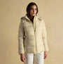 Joules HADLOW Womens Padded Short Coat Neutral front view, zip closure, 100% polyester, stylish and warm design.