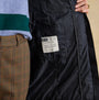 Joules MOORSDALE Womens Long Coat Navy interior detail view showcasing inner label and lining.