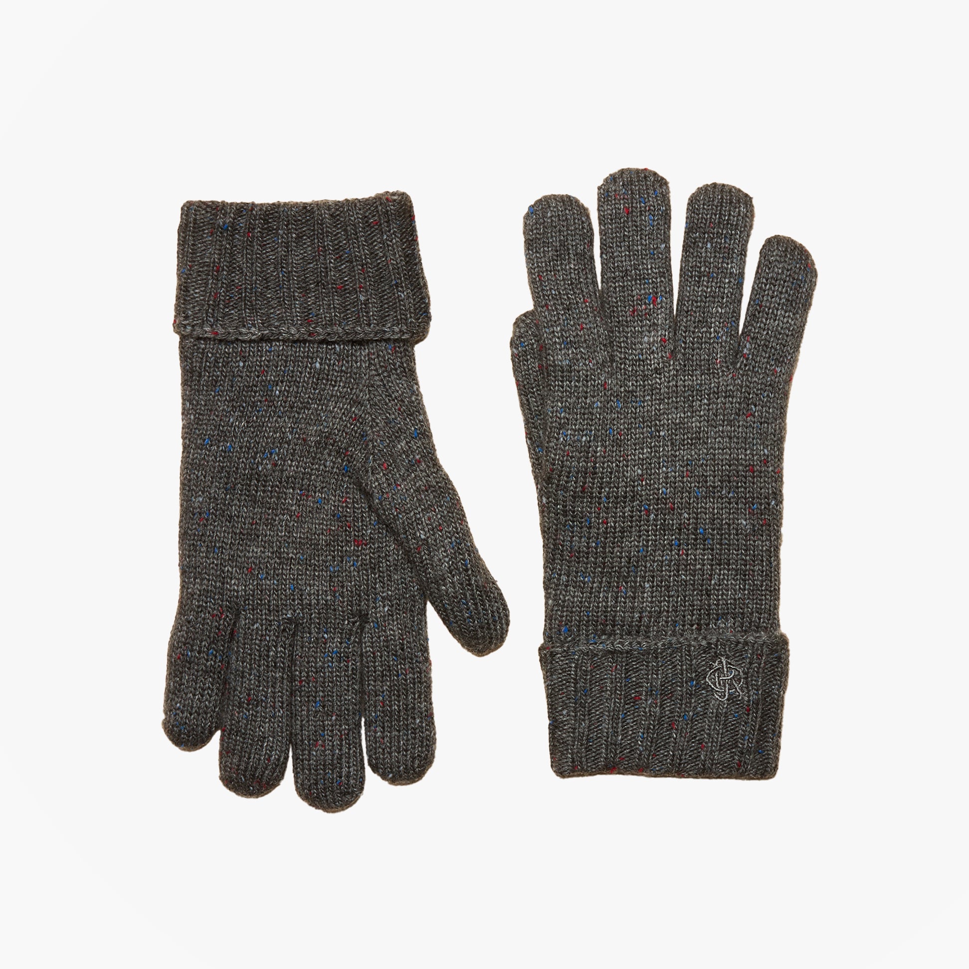 Joules HAMMOND Mens Gloves Grey front view showing the knitted texture and cuff design.