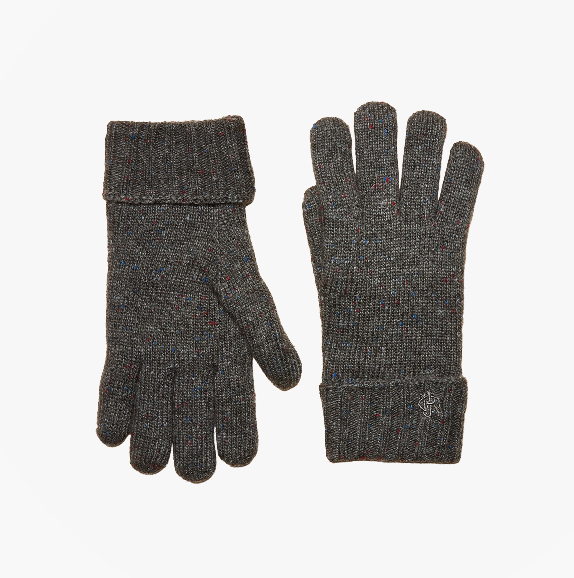 Joules HAMMOND Mens Gloves Grey front view showing the knitted texture and cuff design.
