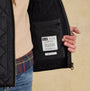 Joules MAYNARD Mens Diamond Quilted Jacket Black interior detail view with zip pocket and label.
