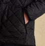 Joules MAYNARD Mens Diamond Quilted Jacket Black detail view showing pocket and quilted texture.