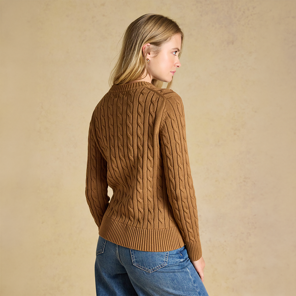 Joules CLASSIC CABLE Womens Jumpers Camel
