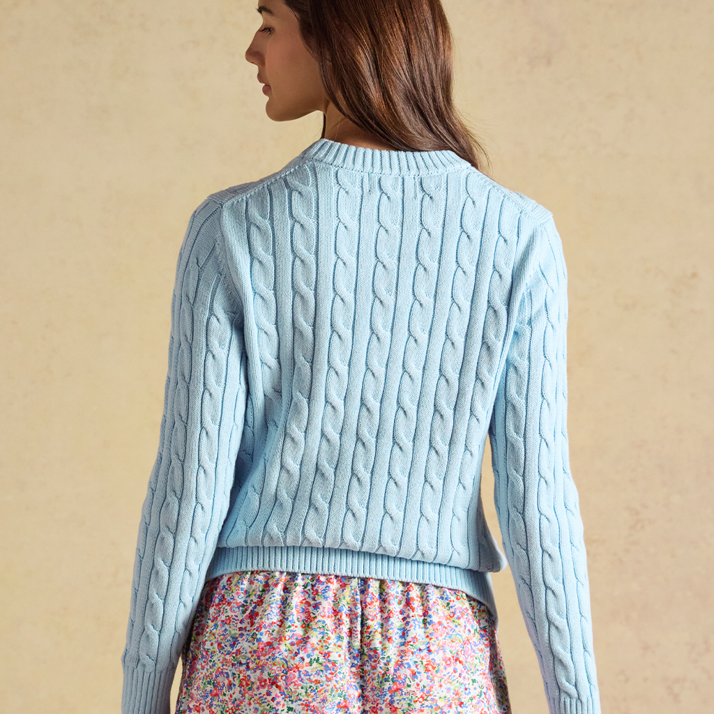 Joules CLASSIC CABLE Womens Jumpers Light Blue