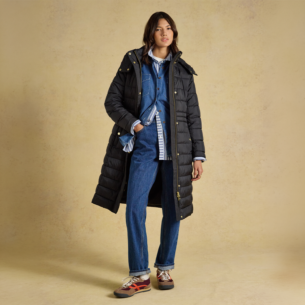Joules WINDBOROUGH Womens Longline Jackets Black