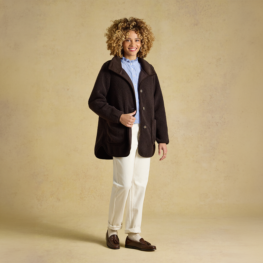 Joules SADIE LONGLINE Womens Longline Jackets Chocolate Brown