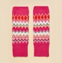 Joules KARA Fingerless Fairisle Glove Pink, front view showcasing vibrant fairisle pattern in pink and red.