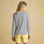 Joules HARBOUR Boat Neck 100% Cotton Breton Top Cream/Navy Stripe back view, showcasing navy and cream stripes.