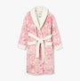Joules MATILDA Womens Night Gown Pink Dogs front view with borg fleece lapel collar and two patch pockets.