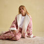 Joules MATILDA Womens Night Gown Pink Dogs front view showing comfortable design with long sleeves and borg fleece collar.