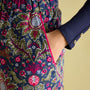 Close-up detail view of Joules STELLA Womens Pyjama Bottoms Damask showcasing elasticated waist and slanted side pocket.